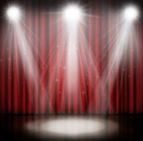 Spotlight On Stage Curtain Red Background. Royalty Free Stock Photo