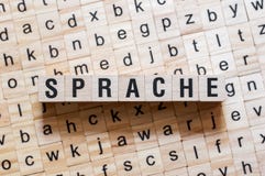 Sprache - língua de palavra no idioma alemão, conceito da palavra imagem de stock Sprache - língua de palavra no idioma alemão, conceito da palavra imagem de stock