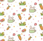 Spring bunny and carrot kawaii pattern royalty free illustration Spring bunny and carrot kawaii pattern royalty free illustration