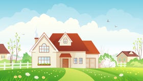 Spring cottage stock illustration Spring cottage stock illustration