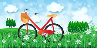Spring landscape with bicycle and woods Stock Photo Spring landscape with bicycle and woods Stock Photo