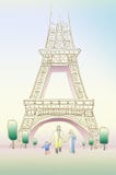 Spring in Paris. Happy family of three royalty free illustration Spring in Paris. Happy family of three royalty free illustration