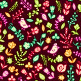 Spring seamless pattern in vector with flower, bird, snail, butterfly, ladybug, leaf, heart. Floral background. Stock Photography Spring seamless pattern in vector with flower, bird, snail, butterfly, ladybug, leaf, heart. Floral background. Stock Photography