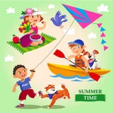 Spring and summer child's outdoor activities. vector illustration Spring and summer child's outdoor activities. vector illustration