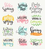 Spring time lettering greeting cards set special spring sale typography poster in gold black and white colors vector Stock Photos Spring time lettering greeting cards set special spring sale typography poster in gold black and white colors vector Stock Photos
