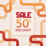 Sprzedaż 50% z dyskontowego sztandaru szablonu projekta royalty ilustracja Sprzedaż 50% z dyskontowego sztandaru szablonu projekta royalty ilustracja