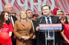 SPS PUPS JS Convention. Zrenjanin, Serbia - April 26 2012 - Convention of coalition SPS PUPS JS - Ivica Dacic speaking stock image