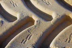 Spuren von Reifen auf dem mit gelbem Sand, Makro, Morgen stockbilder Spuren von Reifen auf dem mit gelbem Sand, Makro, Morgen stockbilder
