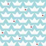 Retro Seamless Pattern Paper Boats With Hearts Blue stock illustration Retro Seamless Pattern Paper Boats With Hearts Blue stock illustration