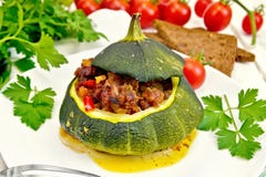 Squash green stuffed on light board Royalty Free Stock Images Squash green stuffed on light board Royalty Free Stock Images