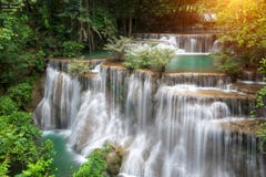 Srinakarin för landskapHuai Mae Kamin vattenfall fördämning i Kanchanaburi Royaltyfri Foto Srinakarin för landskapHuai Mae Kamin vattenfall fördämning i Kanchanaburi Royaltyfri Foto
