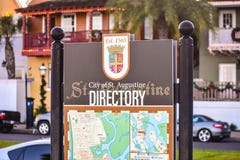Directory Map Sign at Old Town in Florida`s Historic Coast. royalty free stock photos Directory Map Sign at Old Town in Florida`s Historic Coast. royalty free stock photos
