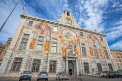 St George Palace Palazzo San Giorgio en el centro histórico de Génova, cerca zona portuaria del ` de Oporto Antico del ` de la vi fotografía de archivo libre de regalías St George Palace Palazzo San Giorgio en el centro histórico de Génova, cerca zona portuaria del ` de Oporto Antico del ` de la vi fotografía de archivo libre de regalías