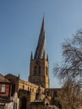 St Marys i wszystkie Saints Zaginał iglica kościół w Chesterfield, Derbyshire obrazy stock St Marys i wszystkie Saints Zaginał iglica kościół w Chesterfield, Derbyshire obrazy stock