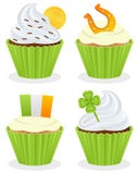 St. Patrick s de Inzameling van Dagcupcakes stock illustratie St. Patrick s de Inzameling van Dagcupcakes stock illustratie