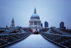 St Paul's Cathedral and Millenium Bridge in London royalty free stock image St Paul's Cathedral and Millenium Bridge in London royalty free stock image
