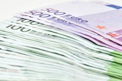 Stack of money euro bills banknotes. Euro currency from Europe Stock Photo Stack of money euro bills banknotes. Euro currency from Europe Stock Photo
