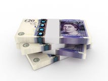 Stack Of 20 Pound Sterling Bills Stock Image