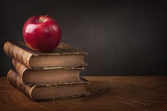 Stack Of Books And Red Apple Royalty Free Stock Image Stack Of Books And Red Apple Royalty Free Stock Image
