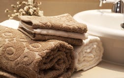 Stack Of Colorful Towels In The Bathroom Stock Photography Stack Of Colorful Towels In The Bathroom Stock Photography