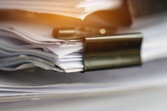 Stack of Paper documents with clip, Pile of unfinished documents royalty free stock images Stack of Paper documents with clip, Pile of unfinished documents royalty free stock images