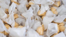 Stack of salt water taffy, delicious and chewy, wrapped in waxed paper in a candy store in San Francisco, California stock photo Stack of salt water taffy, delicious and chewy, wrapped in waxed paper in a candy store in San Francisco, California stock photo