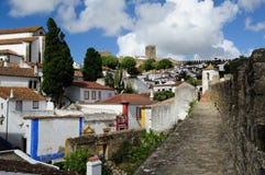 Stad inom slottväggar, Obidos, Portugal Arkivfoton Stad inom slottväggar, Obidos, Portugal Arkivfoton