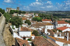 Stad inom slottväggar, Obidos, Portugal Arkivbild Stad inom slottväggar, Obidos, Portugal Arkivbild