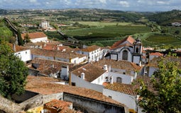 Stad inom slottväggar, Obidos, Portugal Royaltyfri Bild Stad inom slottväggar, Obidos, Portugal Royaltyfri Bild