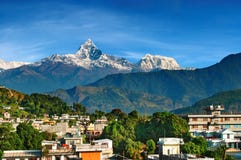 Stad van Pokhara, Nepal stock foto Stad van Pokhara, Nepal stock foto