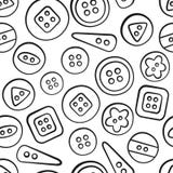stadniny Szyć i uszycie Narzędzia i akcesoria Bezszwowy wzór w doodle i kreskówki stylu liniowy ilustracja wektor stadniny Szyć i uszycie Narzędzia i akcesoria Bezszwowy wzór w doodle i kreskówki stylu liniowy ilustracja wektor