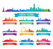 Stadshorizon van de Kleurrijke illustratie van Amerika vector illustratie Stadshorizon van de Kleurrijke illustratie van Amerika vector illustratie