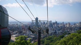 Stadsmening van Kobe van ropeway stock videobeelden Stadsmening van Kobe van ropeway stock videobeelden