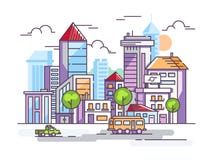 Stadtstraße mit hohen Häusern und Autos Lizenzfreie Stockbilder Stadtstraße mit hohen Häusern und Autos Lizenzfreie Stockbilder
