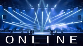 Stage for live concert Online transmission. Business concept for a concert online production broadcast in realtime as events