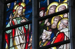 Stained Glass - Sermon on the Mount royalty free stock photography Stained Glass - Sermon on the Mount royalty free stock photography