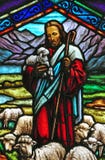 Stained Glass Window With Jesus Stock Photo