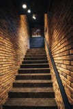 Staircase in old cellar with brick walls. Loft staircase with brick walls royalty free stock photos Staircase in old cellar with brick walls. Loft staircase with brick walls royalty free stock photos