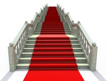 Stairs Covered With Red Carpet Stock Photos