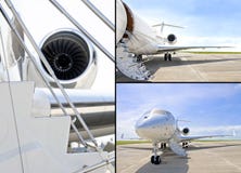 Stairs with jet engine on a private airplane royalty free stock image Stairs with jet engine on a private airplane royalty free stock image