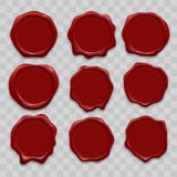 Stamp wax seal vector icons set of red sealing wax old realistic stamps labels