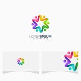 Stampa variopinta impressionante di progettazione di logo della gente illustrazione vettoriale Stampa variopinta impressionante di progettazione di logo della gente illustrazione vettoriale