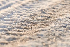 Stanchi le piste nella neve congelata - ghiaccio - dettaglio Immagini Stock Stanchi le piste nella neve congelata - ghiaccio - dettaglio Immagini Stock