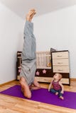 Stand on the head. sports training at home