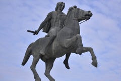 Standbeeld van Alexander The Great, Thessaloniki, Griekenland royalty-vrije stock foto Standbeeld van Alexander The Great, Thessaloniki, Griekenland royalty-vrije stock foto