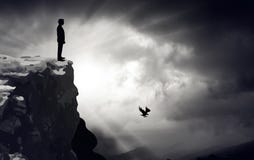 Standing at the edge, challenge stock illustration Standing at the edge, challenge stock illustration