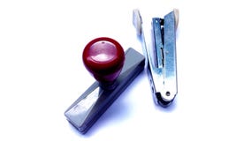 Staples and rubber stamps are basic equipment . stock illustration Staples and rubber stamps are basic equipment . stock illustration