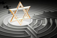 Star of David at the center of a maze, way to religion concept. Stock Image Star of David at the center of a maze, way to religion concept. Stock Image
