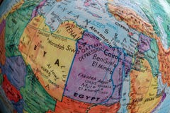 Stara druk mapa, Libia, Egipt, rybi oko obraz stock Stara druk mapa, Libia, Egipt, rybi oko obraz stock