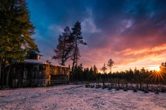 Dusk over the World War II bunker, Czech republic royalty free stock image Dusk over the World War II bunker, Czech republic royalty free stock image